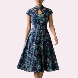 Banned Apparel Dancing Days Proud Peacock Dress Keyhole Sz S Retro Rockabilly